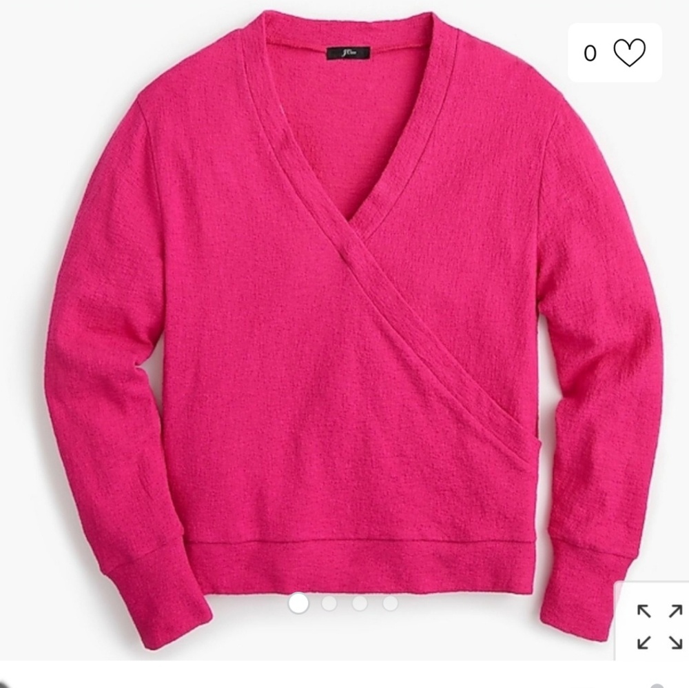 J Crew Faux- Wrap Top In Texture Crepe